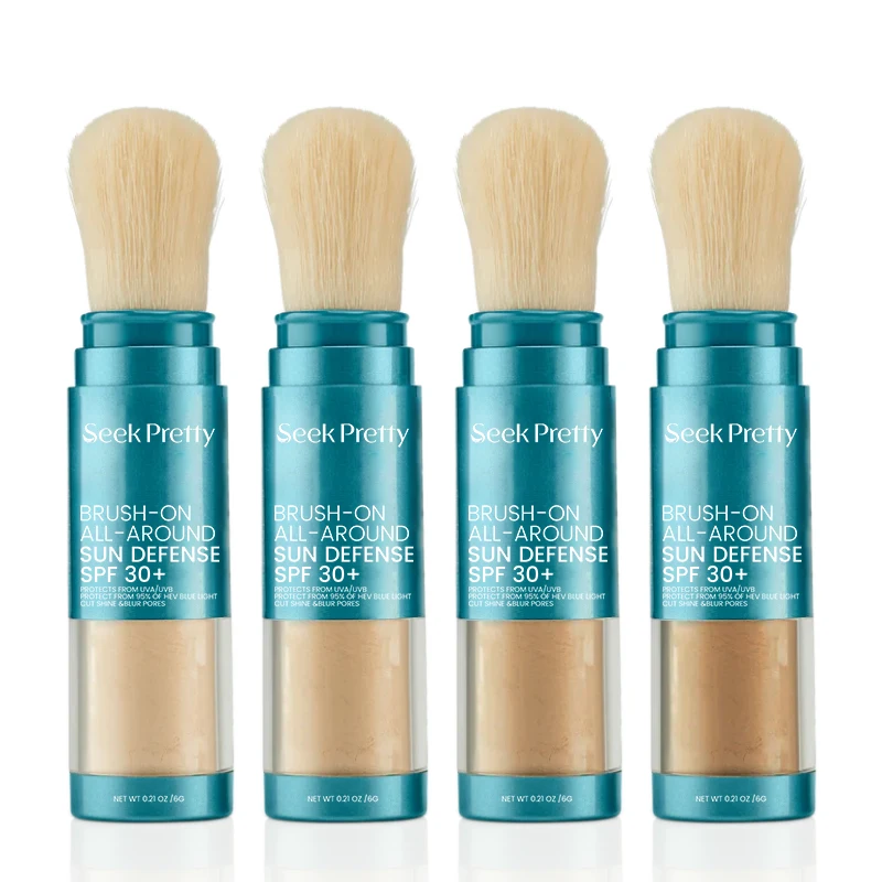 Custom Logo Potable Travel Size Facial Sun UVA UVB Tinted Mineral Brush On Block Loose Powder Spf 50 Sunscreen Powder