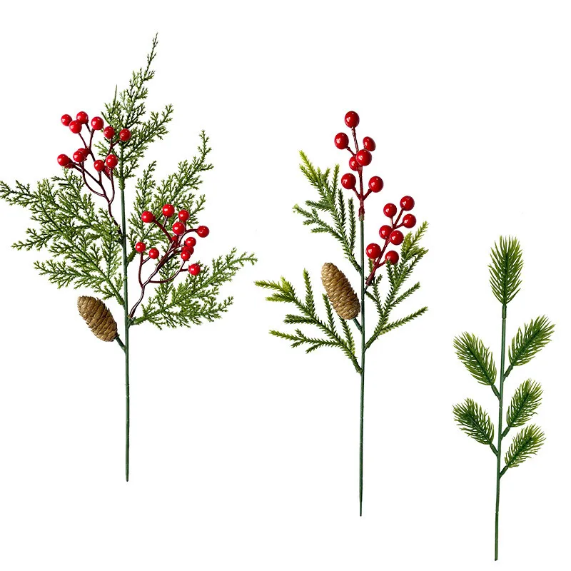 Artificial Pine Picks Berries with Red Berry Decor Red Berry Stems Simulation Fruit Christmas Simulation Pine Needle