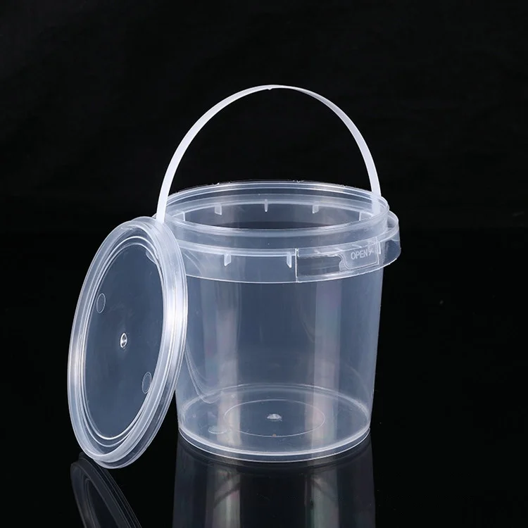 Transparent Plastic Bucket 0.3--5L Thickened Lid Sealed Portable Plastic Drum Food Grade Bucket