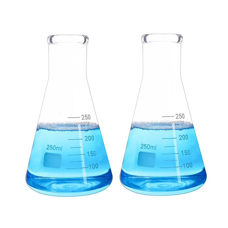 Thickened 250mL wide mouth borosilicate glass conical flask erlenmeyer flask