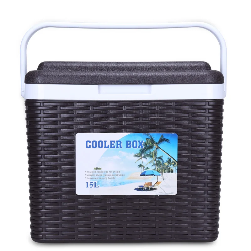 Gint best selling plastic cooler box double wall 15L 30L outdoor ice chest rattan material picnic bag insulated