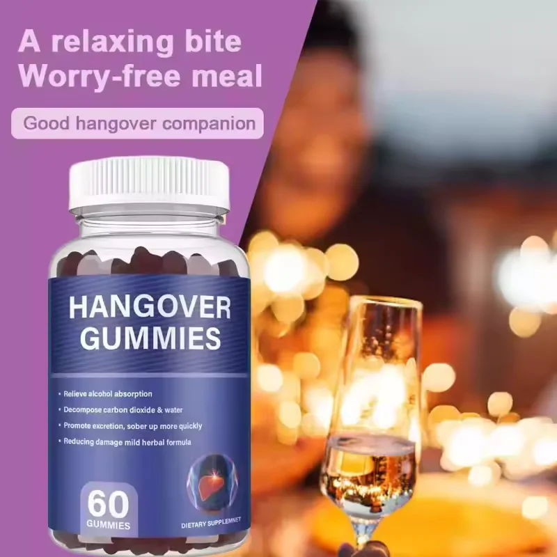 OEM Private Label Vegan Liver Detox Anti-Hangover Gummies Relief Supplement for Adults Who Drink Hangover Relief Pills