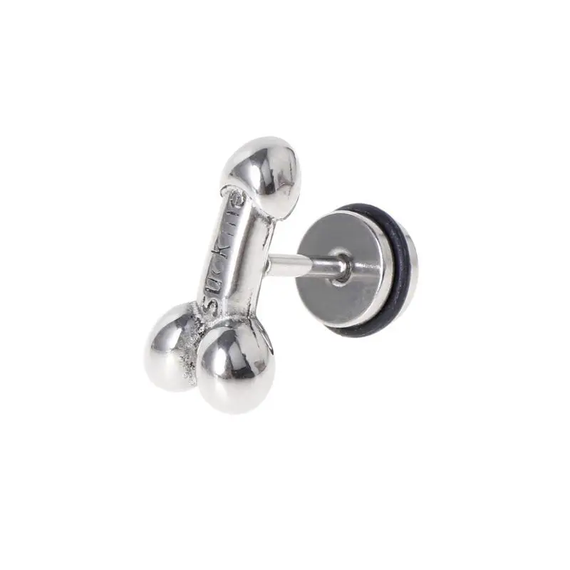 Punk Titanium Steel Stud Earrings Male Sexy Reproductive Organs Stud Earrings For Women Men Helix Piercing Earring (KSS431)