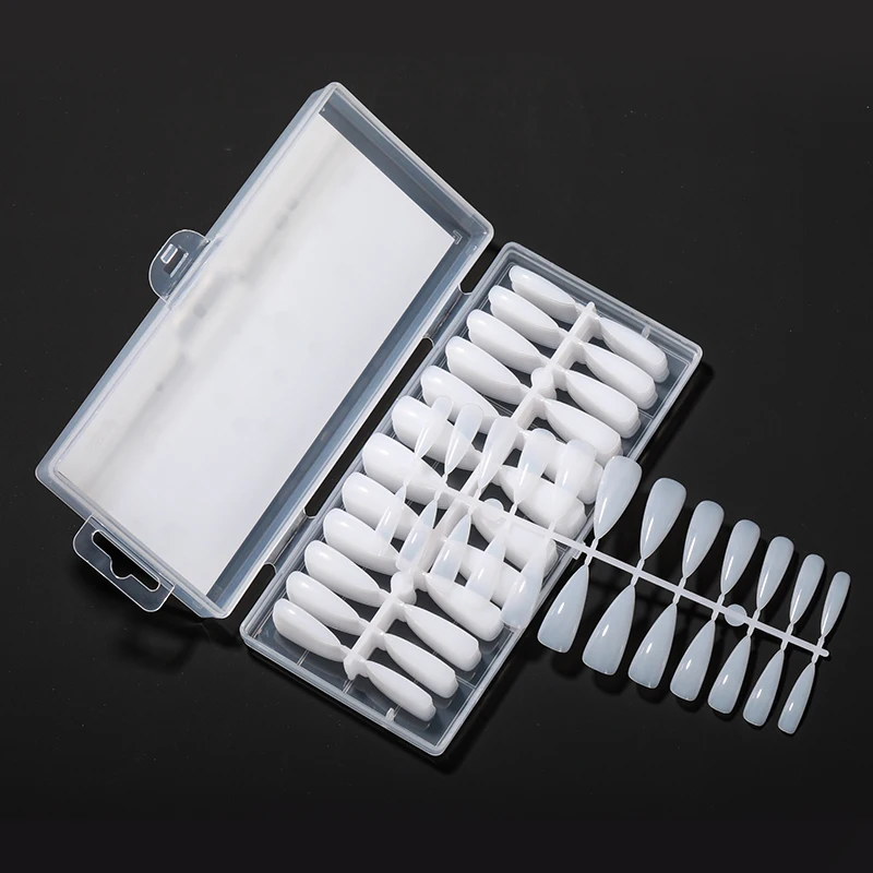 Acrylic Soft Gel Tips Full Cover OVAL MEDIUM 240 PCS Gel False Clear Extra Long Private Label Press on Nail Tips with Box