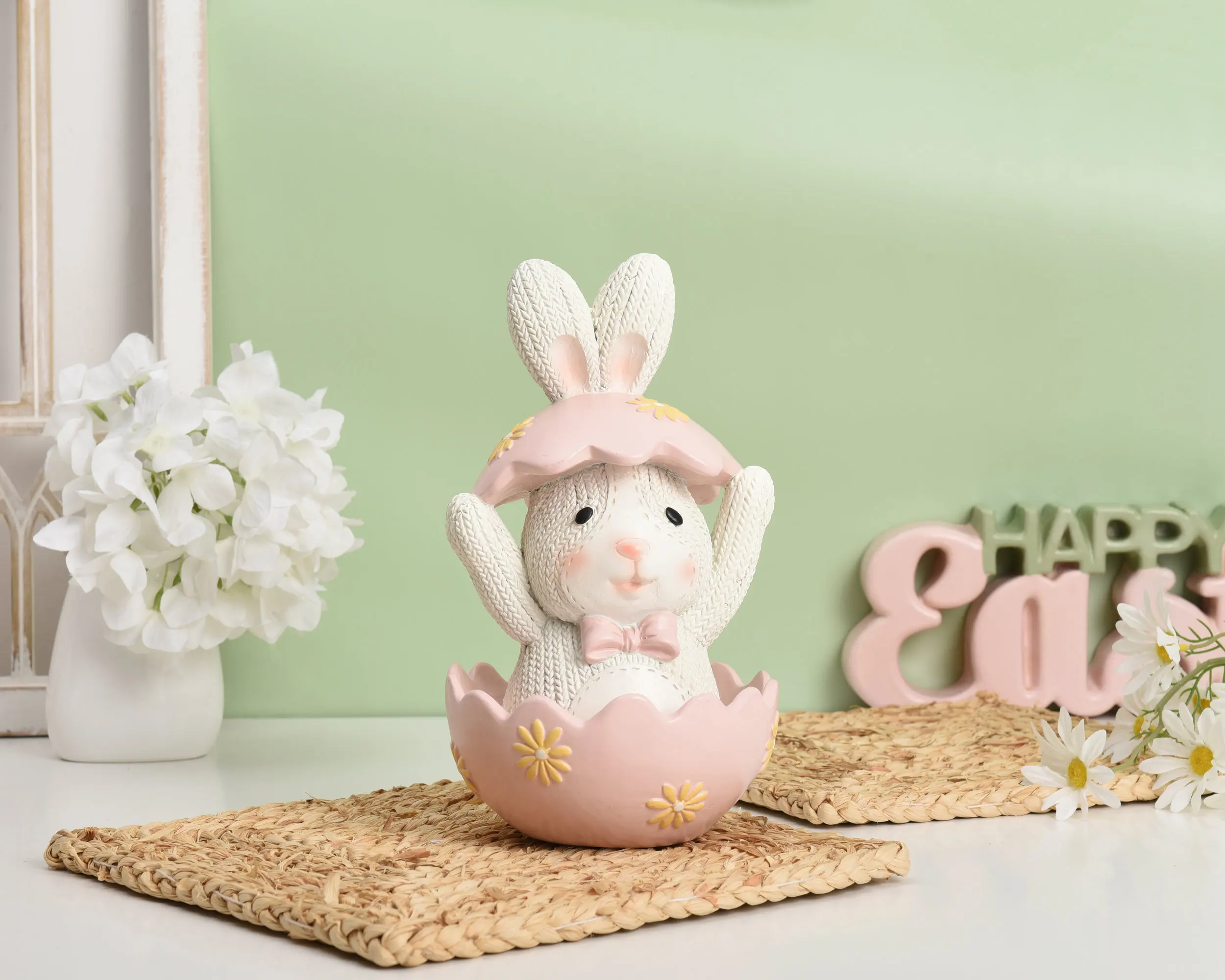 Easter Table Cute Rabbit Eggs Resin Home Decor Bunnies Decoration Ornament Gift For Kid