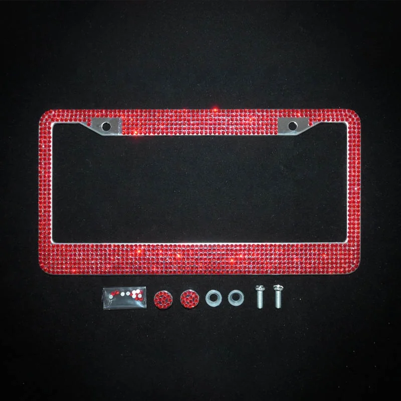 JDMotorsport88 2pcs Car Custom Bling License Plate Frames Covers Holder Protector for USA Car