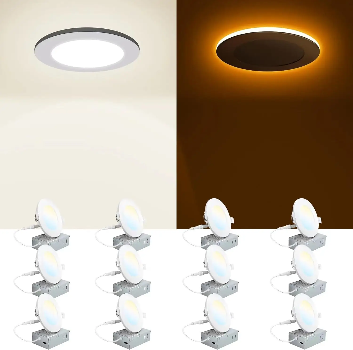 cETL Black Pot Lights LED 4 Inch Recessed Lighting with Night Light 9W Dimmable 5CCT Selectable