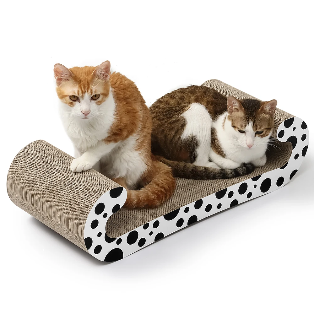 2 in 1 Cat Scratcher Cardboard Lounge Bed, Cat Scratching Post for Indoor Cats