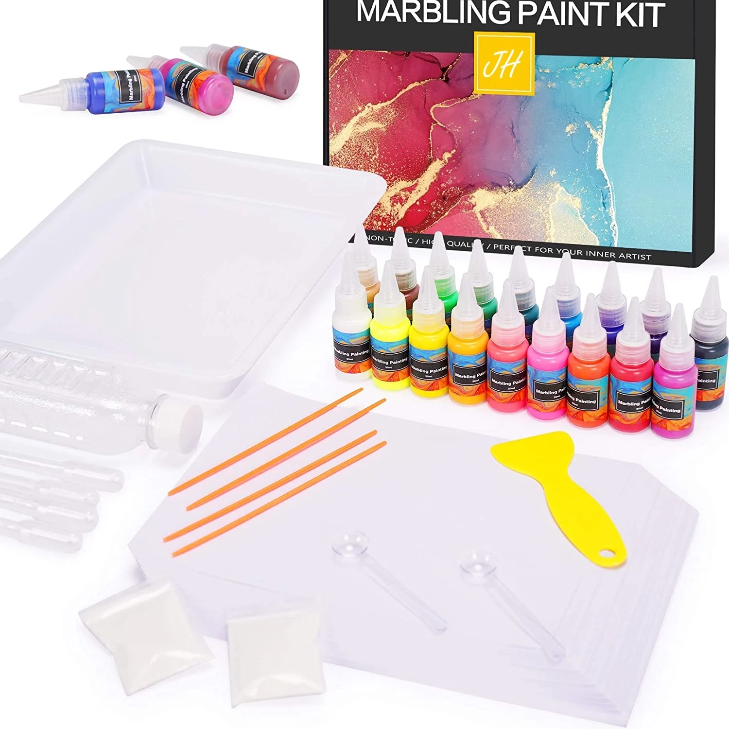 Non-Toxic Interesting 18 Colors Marbling Paint Kit- to draw patterns on water