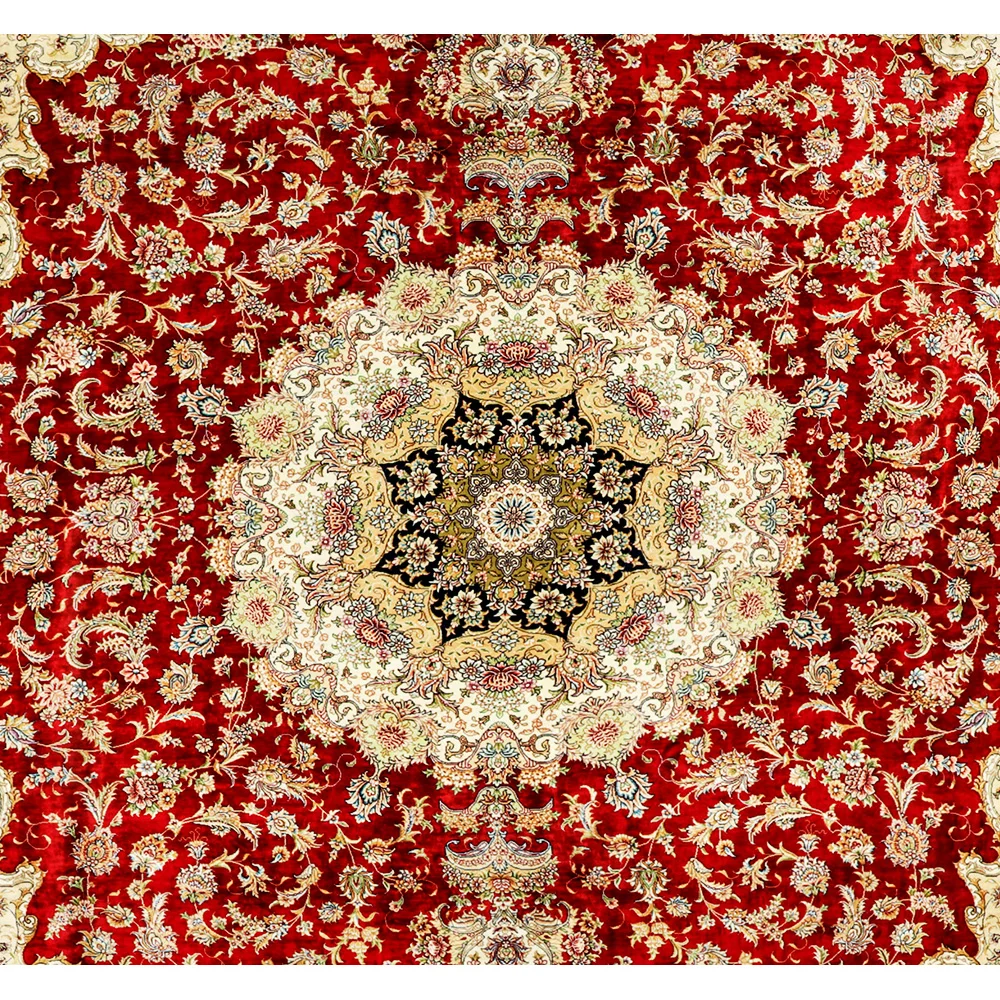 Nanyang Yuxiang High Quality Beautiful Floral Pattern Persian Knot Hand-made Pure Silk Carpet for Home Decor