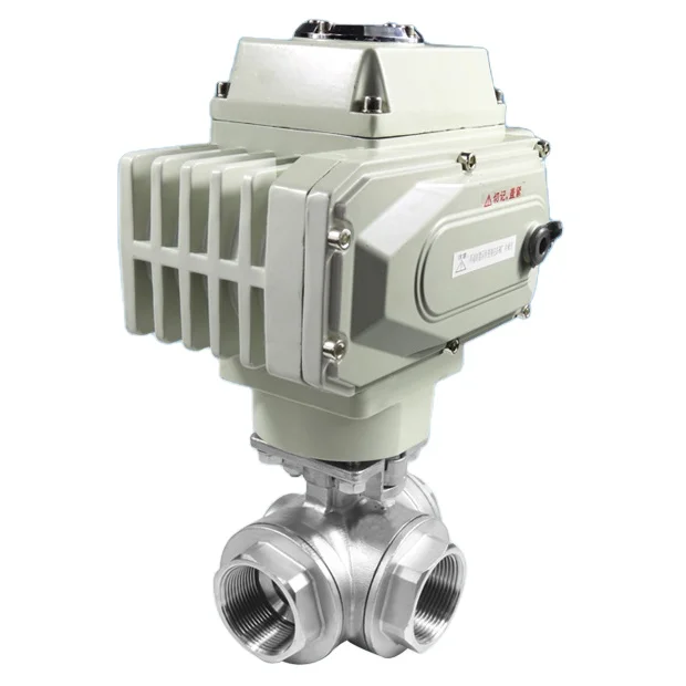 TKFM Industrial grade Stainless steel electric threaded three 3way regulating ball valve