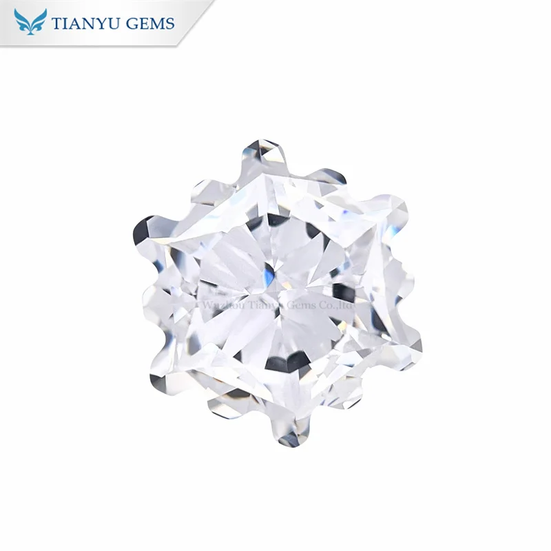 Tianyu gems private custom snowflake cut white cubic zirconia