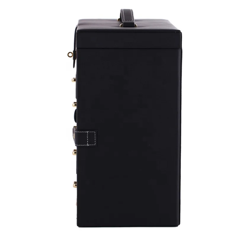 Rectangle Black Faux Leather Creative Packaging Box Customized Jewelry Box For Jewelry