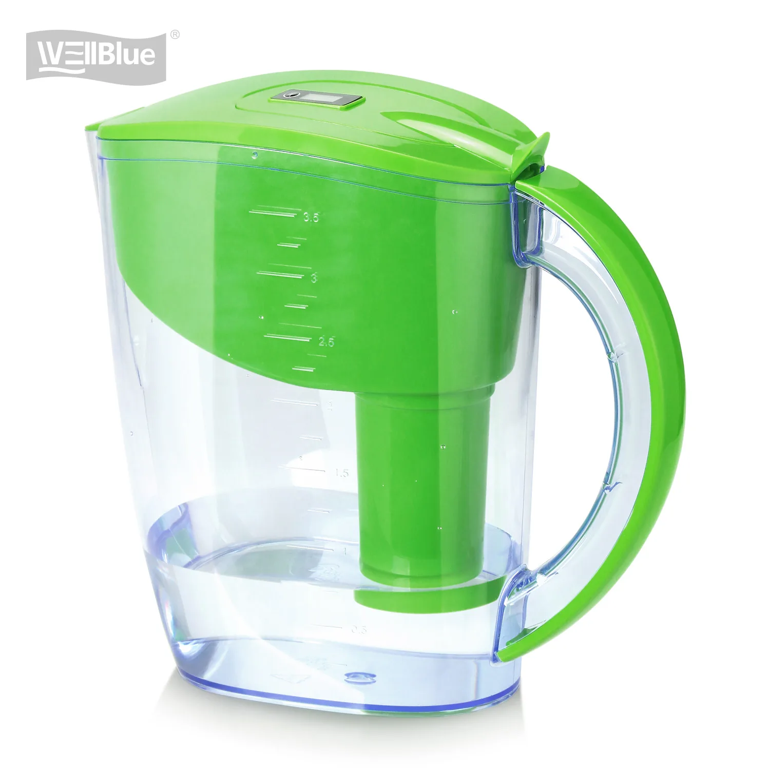 Wellblue Alkaline Water Filter Pitcher - 3.5L Pure Healthy Water Ionizer, BPA FREE/Activated Carbon, Ion Exchange Resins