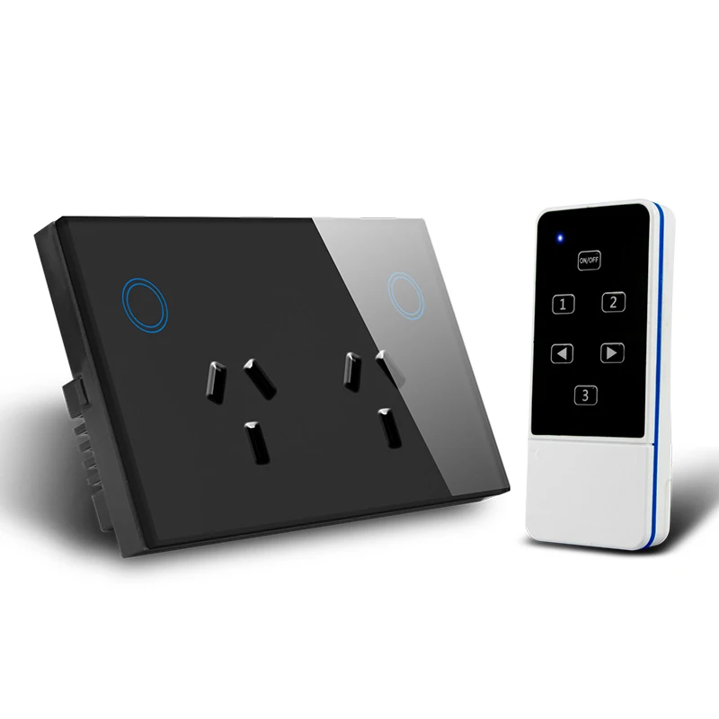 Panel Remote Switch and Double Power Points Socket Standard Touch Glass Australia AU Standard