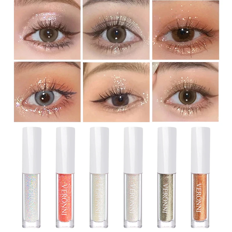6 Color Glitter Liquid Eyeshadow Liquid Glitter Sequins Shimmer Cosmetic Liquid Eyeshadow
