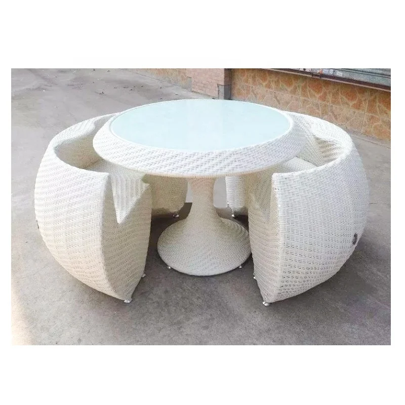 Best Price Handmade Garden Rattan Dining Chair Wicker Outdoor Furniture Pumpkin Shape 7pcs Conversation Set