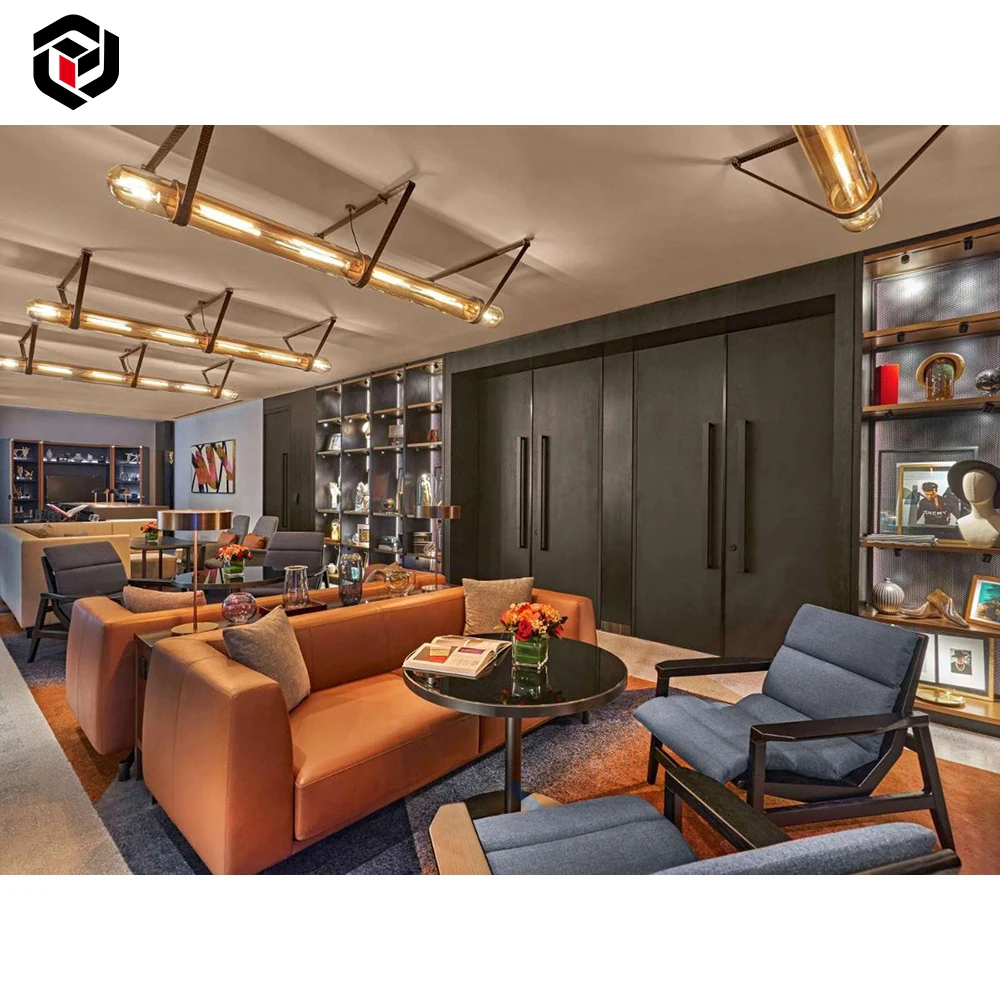 Luxury 5 Star Hotel Lobby Furniture Hotel Lobby Sofa Professional Factory Modern China Wooden Sofa Set Furniture Wood Sofa