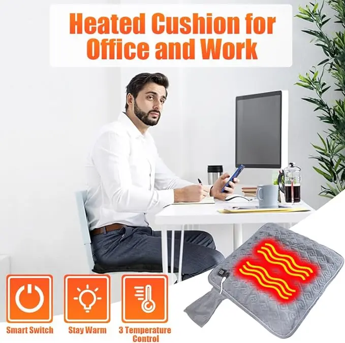 Upgrade 3-Level Adjustment Cordless Heating Cushion Electric Therapy Portable Foldable Bench Bleachers Outdoor Camping Hotels