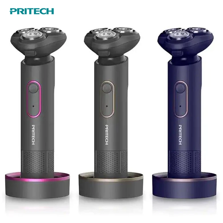 PRITECH IPX5 Floating Rotary Triple Blade Washable electric razor Rechargeable electric shaver for men