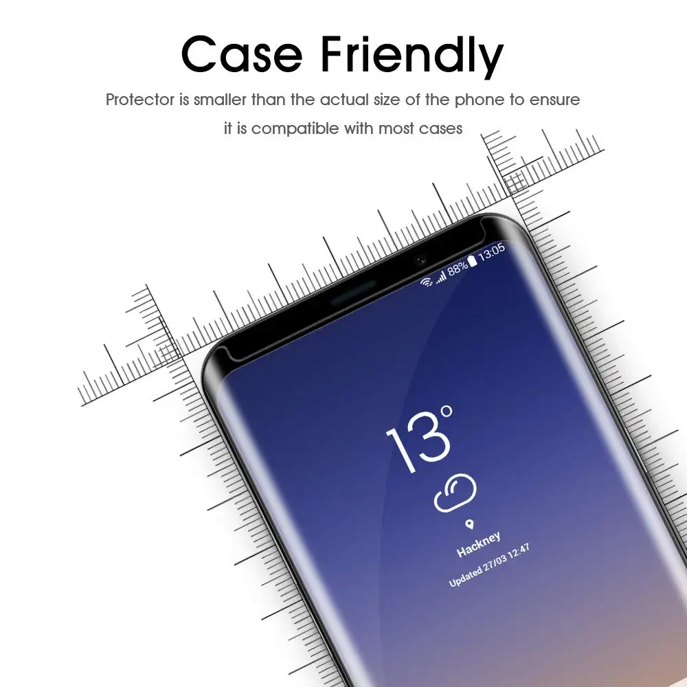 3D Curved Clear Case Friendly Tempered Glass For SAMSUNG S9  Screen Protector For Galaxy s9 S8+ Note 8 side glue