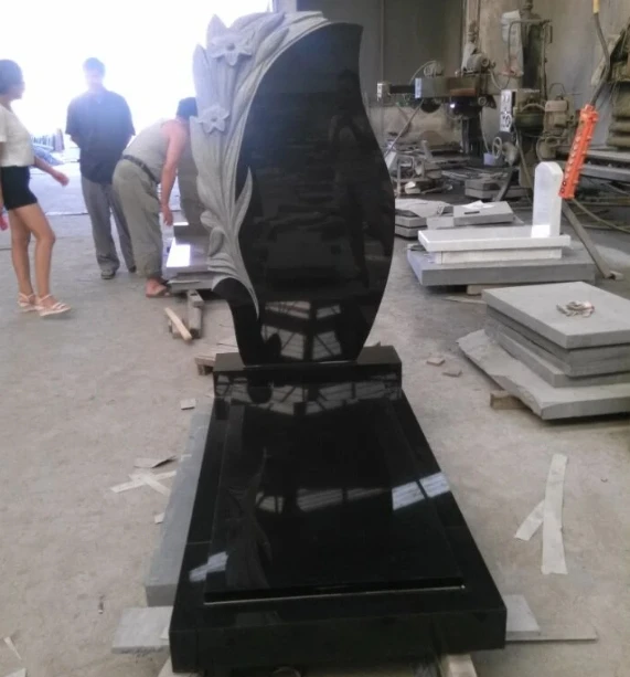 Simple Design Granite Tombstone Wholesaler Black Russian Tombstone