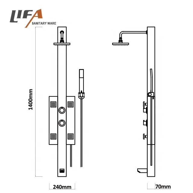 Rain Shower System  with Faucet Anti-finger Stainless Steel Shower Column