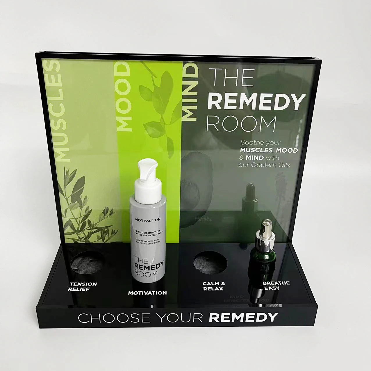 Factory Custom Body Oil Acrylic Display Stand Oil Bottle Display Stand Removable Poster Paper Acrylic Stand