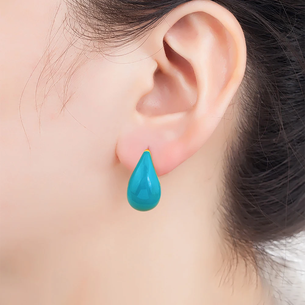 QIKU Vintage Waterdrop Stud Earrings Punk Design 5 Colors Oil Droplet Women Fashion Jewelry Accessories Wholesale Dropshipping