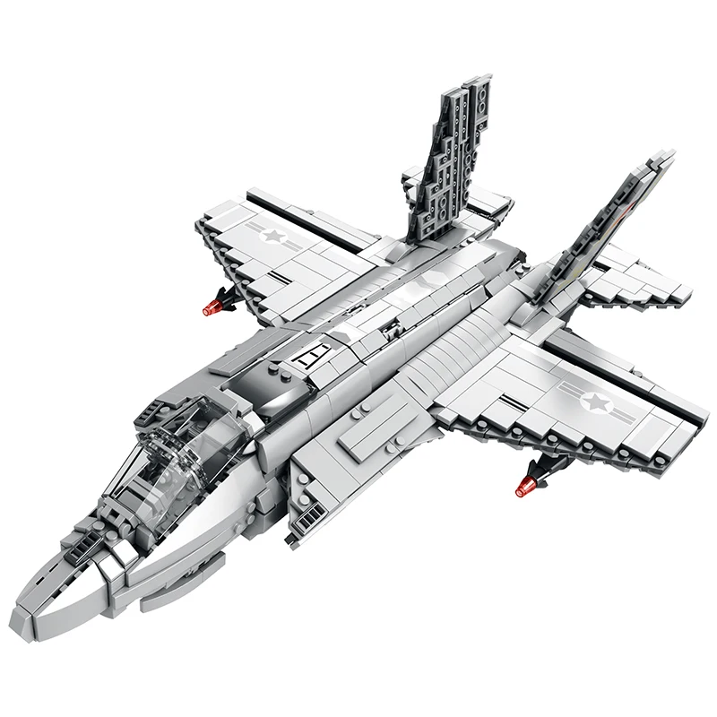 Simulation F-18 Fighter Jet Model Building Bricks Set Moc Assembly Air-Force Military Airplane Apostrophe Aircraft Bricks