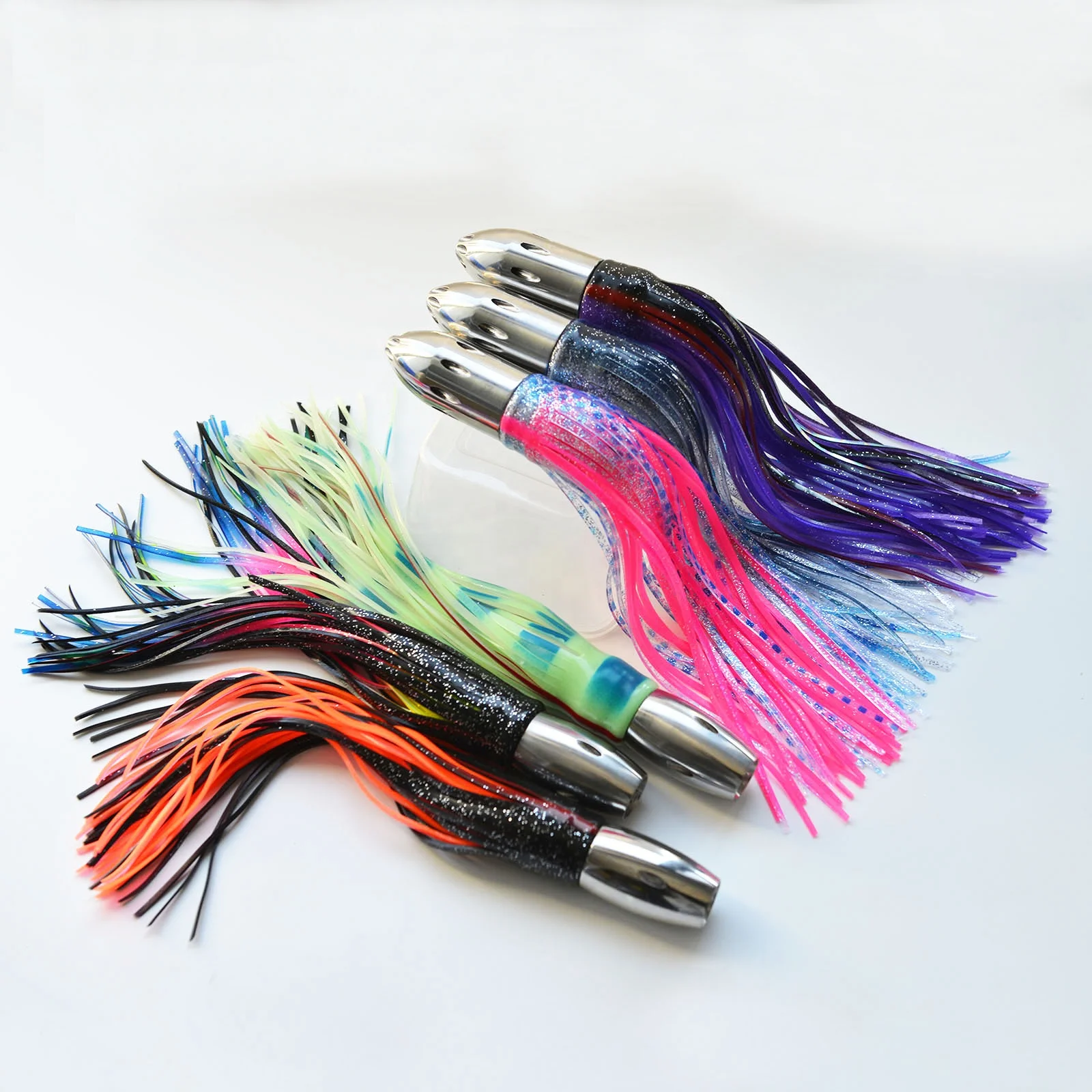 High Quality  Trolling Skirt  Lures Stainless Steel Lure Double Skirted Mirror Polish 440g Head