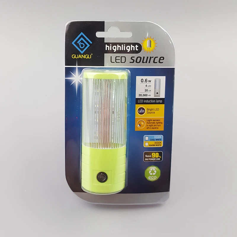 A106 LED Night Light  Sensor Lamp For Home Bedroom EU UK Flat plug  ABS material lamp for hallway