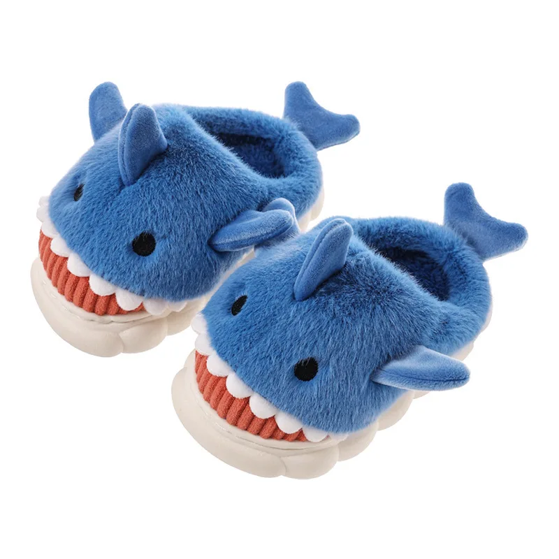 Winter Hot Selling Women And Men Kids Toddler House Slippers Funny Shark Slippers Boy Adult Cute Plush Cotton Home Slippers