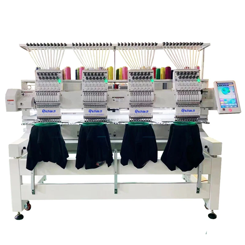 industrial 4 heads flat fabric cap design logo making computerized embroidery machines for beading pearl sequin cording