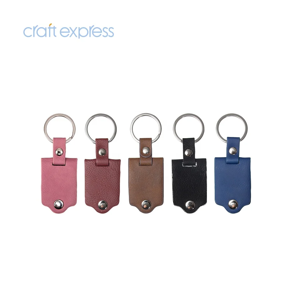 Craft Express Wholesale Custom 3.5*7.5cm Sublimation Blanks Engraved Leather Cover Sublimation Keychain