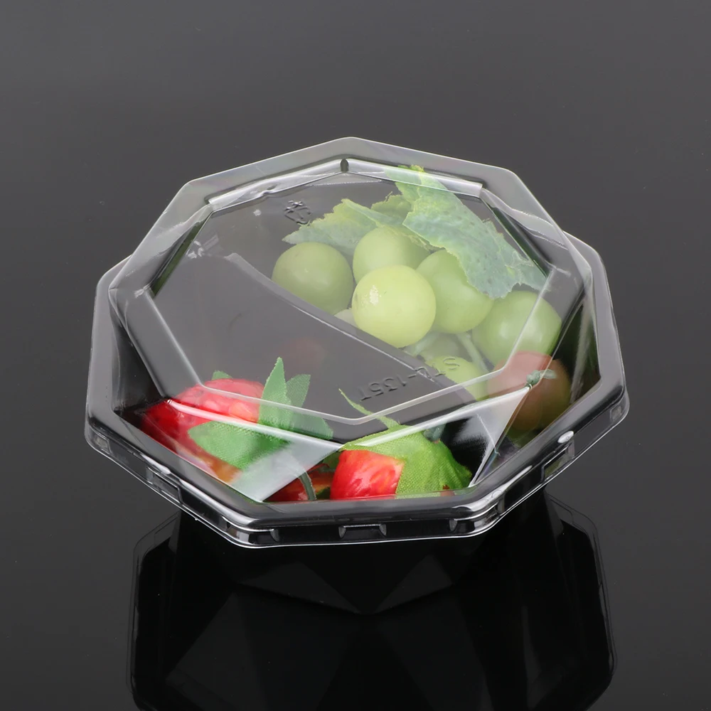 hengmaster disposable Small plastic 2 compartment octagon food packaging container box
