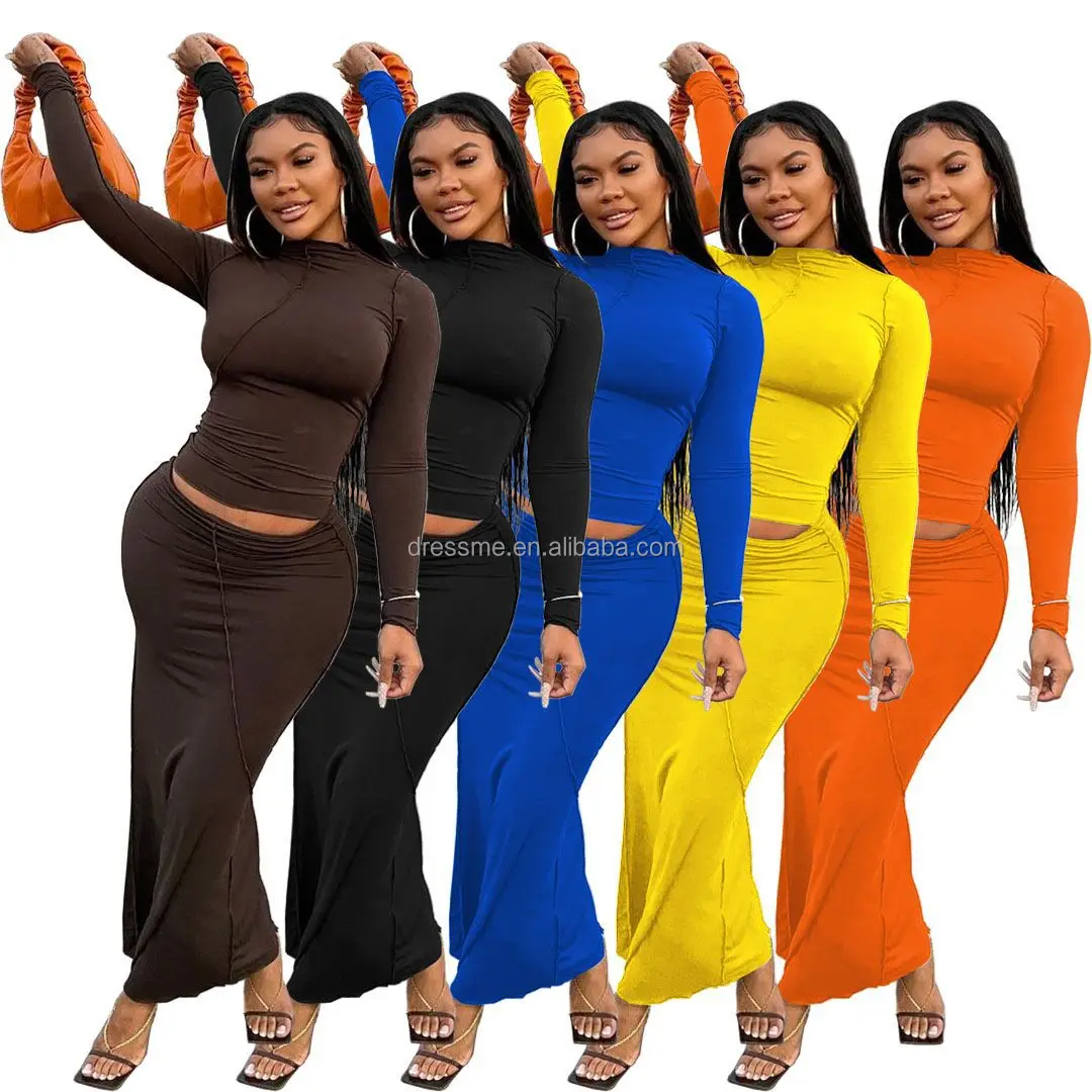 MT100-529 2022 плюс размер Блейзер с длинным рукавом осень сплошной цвет облегающее платье комплект из 2 предметов женские юбки для женщин комплекты для девочек