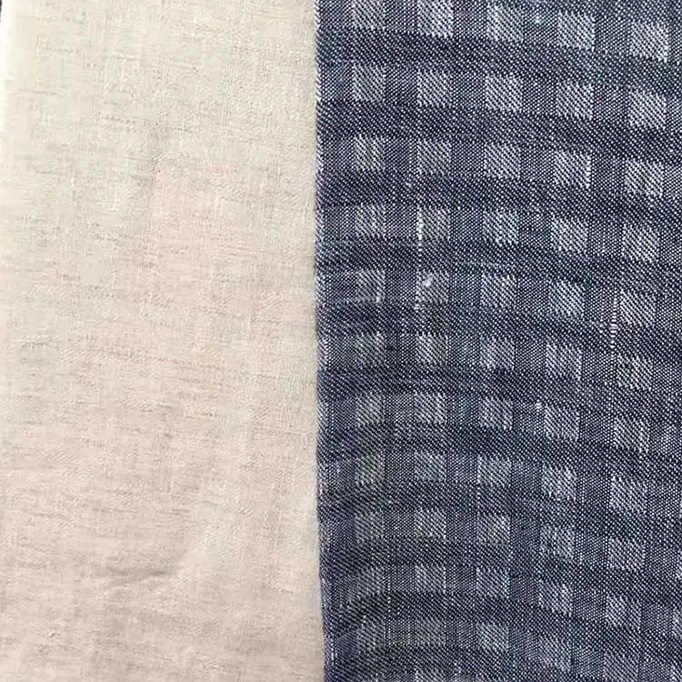Factory wholesale yarn-dyed jacquard plaid cotton linen fabric pure manufacture for home textile