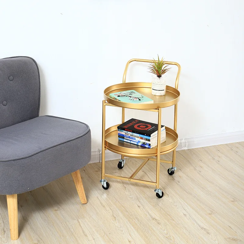 Nordic removable small coffee table cart sofa with wheels light luxury seating area bedside simple storage table