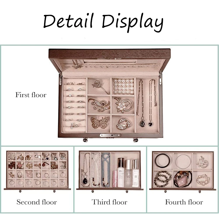 wooden jewelry box and luxury lacquer jewelry case jewelry case with mirror