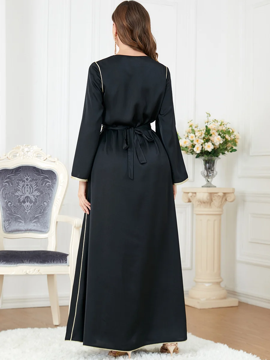 Hot selling 2023 Linen Abaya Aristocratic Plain Abaya Turkey EID Clothing Luxurious Islamic Clothes Muslim Women Dresses