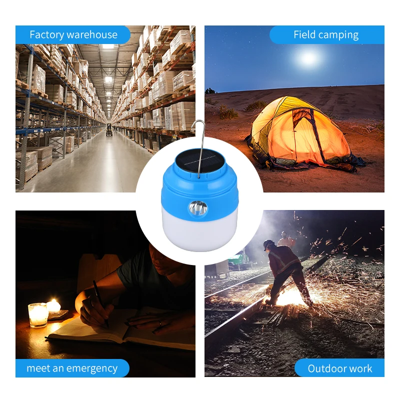 LED Camping Flashlight 50W DC5V rechargeable led torch charging light Solar emergency Bulb