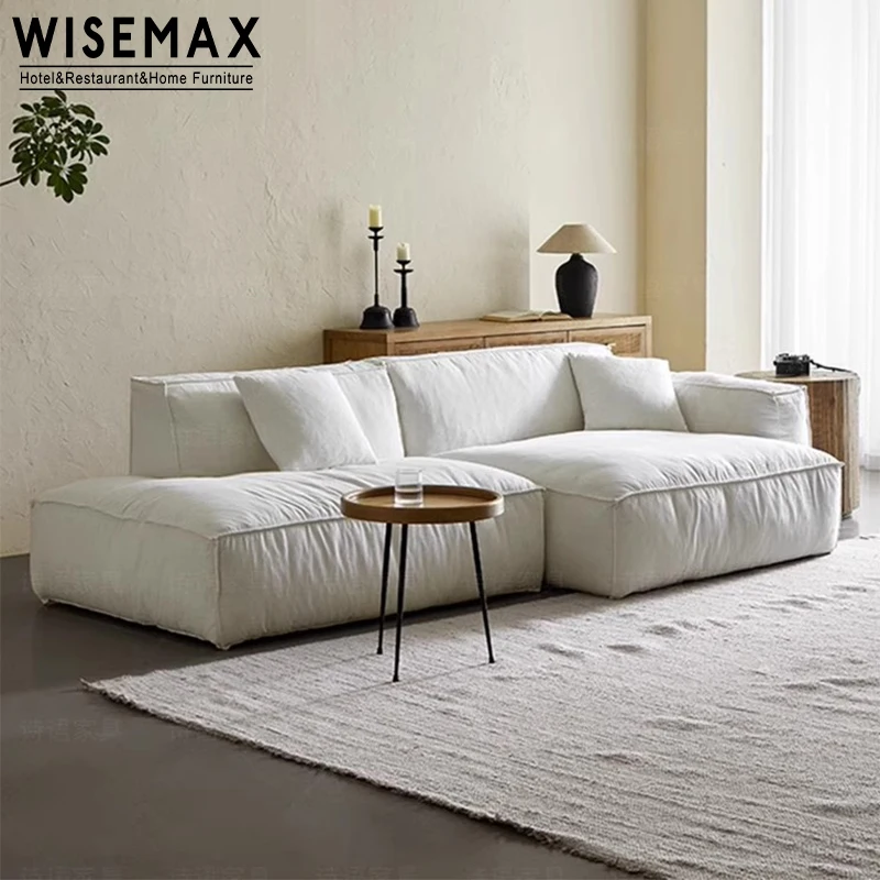WISEMAX современный диван для гостиной удобный с перьями индивидуальный секционный в форме белой ткани