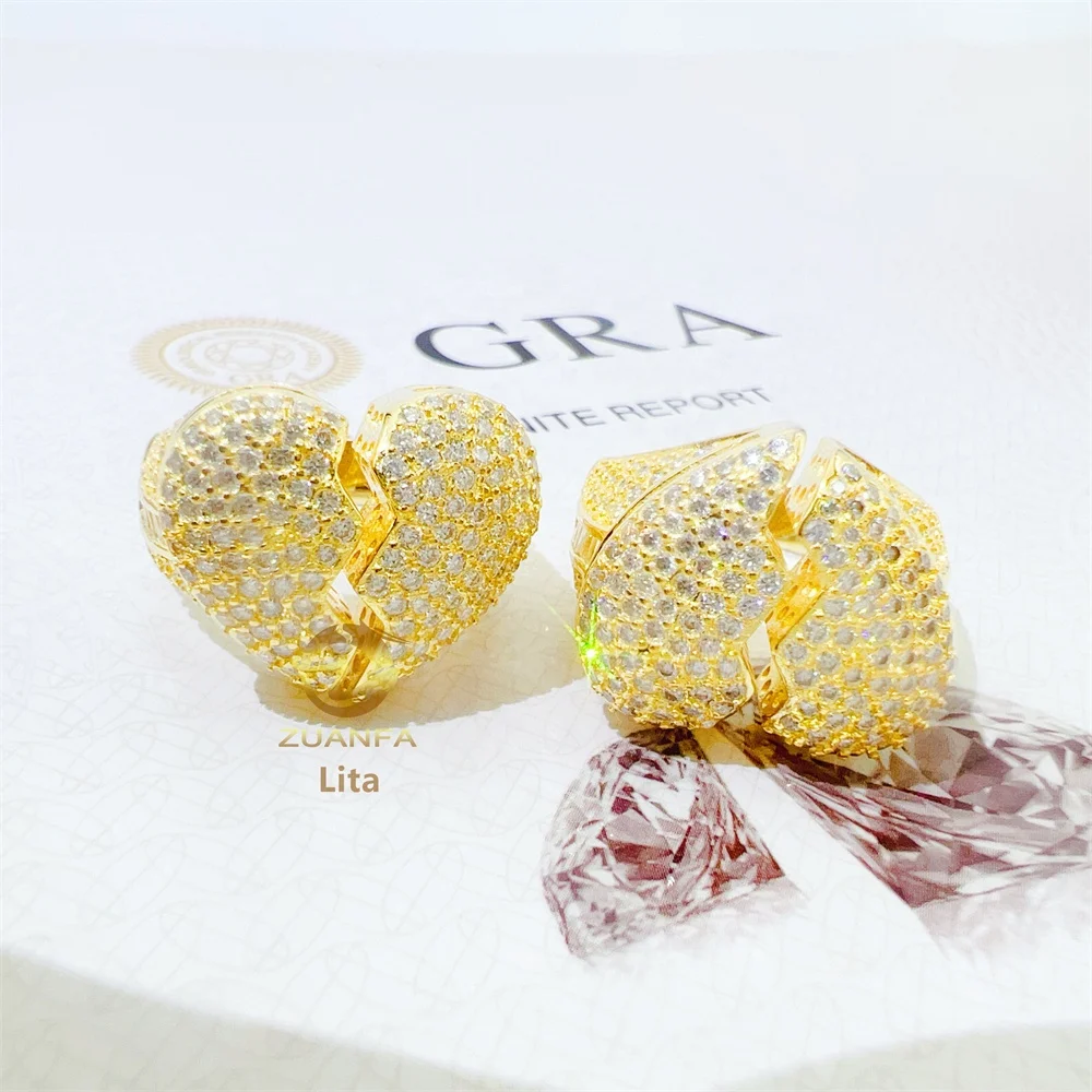 Fashion style best price iced out jewelry broken heart gra certificate silver moissanite hip hop men diamond ring