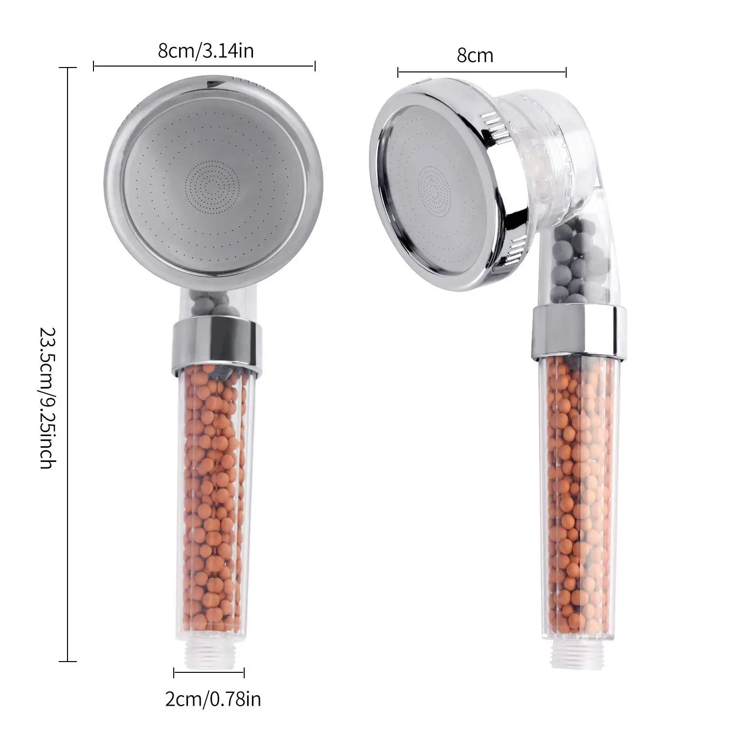 Powerful Flow Ionic Shower Head 3-Way Modes Filter Ion Shower Head Shower Water Flow Regulator