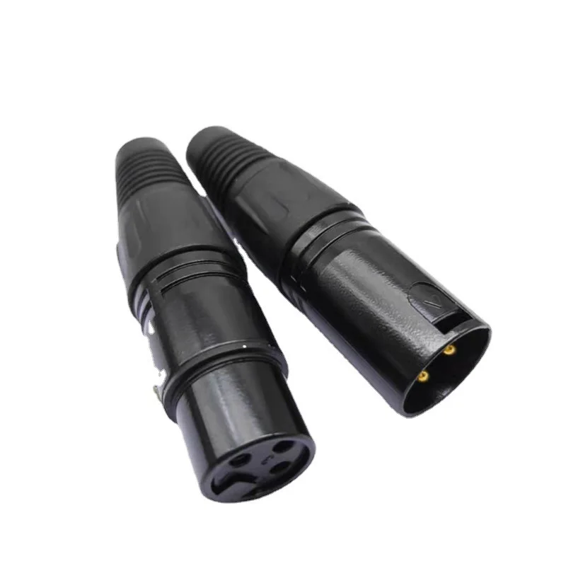 XLR 3/4/5 Pin Male/Female Microphone Audio Cable Plug Connector Cannon MIC Cable Terminal Black Silver Microphone Plug