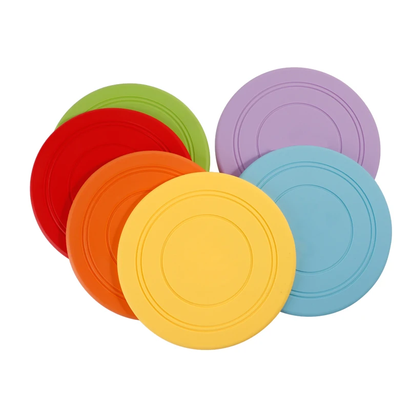 HO sales Outdoor Silicone Pet Toys Soft Durable Reusable Silicone TPR Round Flying Disc Dogs Toys