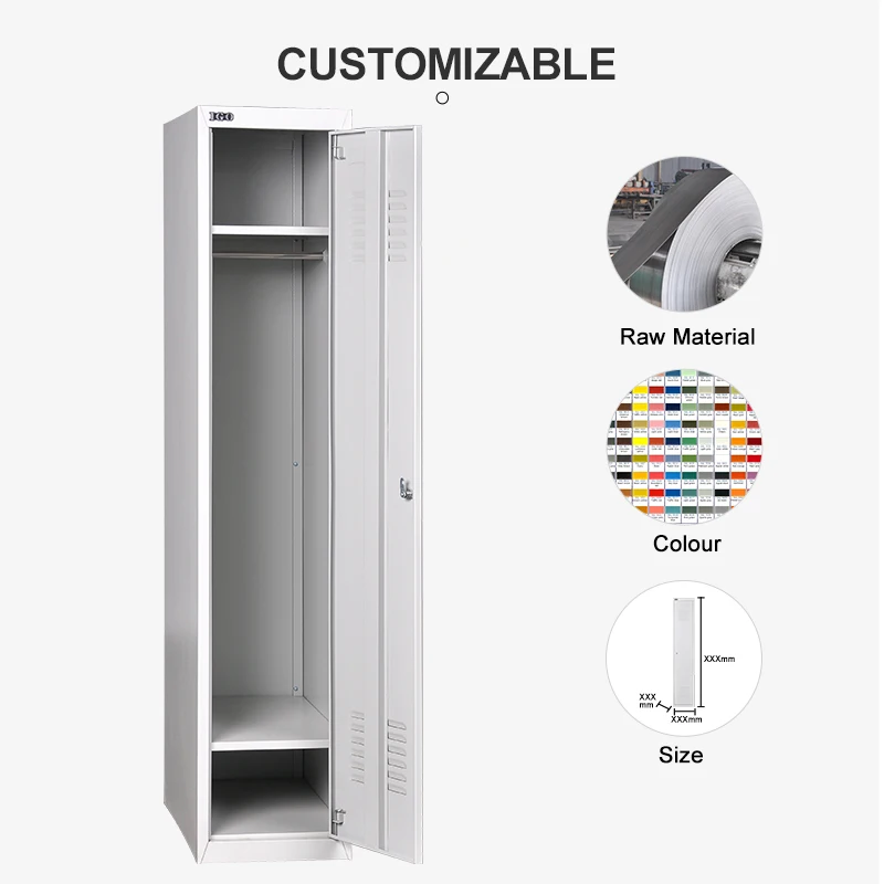 Cheap One Door Single Metal Locker with hanging rod