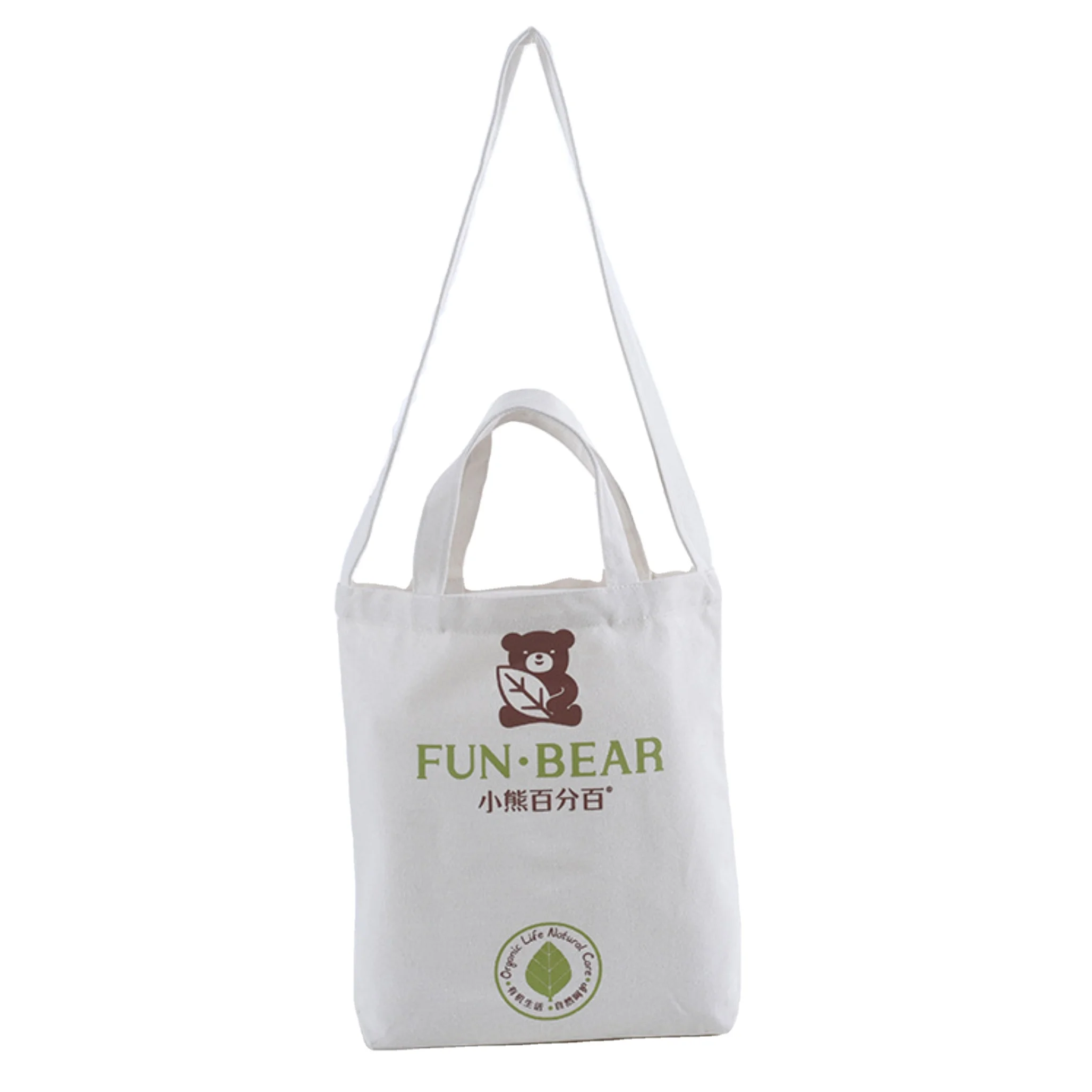Custom Reusable eco friendly Natural White Beige cotton canvas grocery bags for supermarket