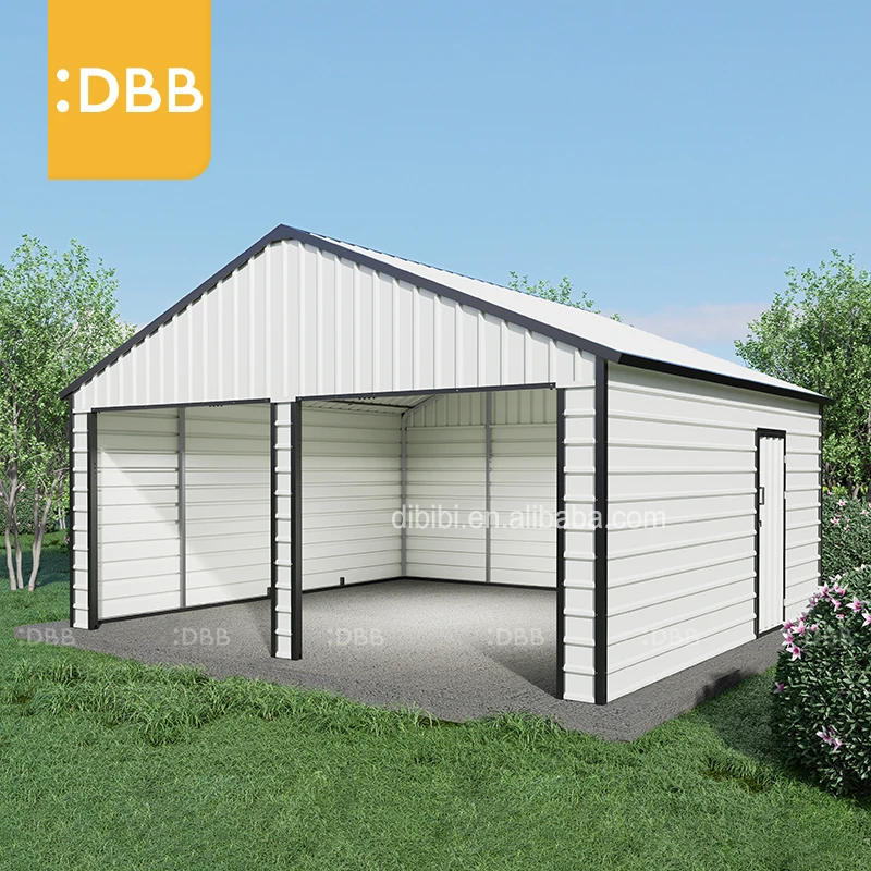 New Trend 23Ft 22Ft Factory Building Car Park Durable Galvanized Steel Factory Double Door Metal Frame Garage Canopy